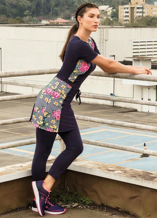Outlet - Saia Legging Marinho Moda Evangélica Fitness 9