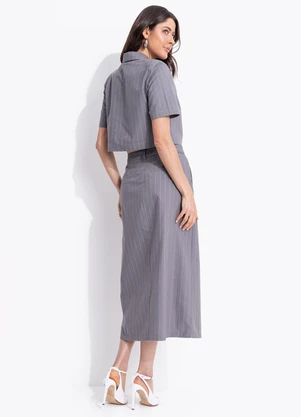 Colcci - Saia Listrada Cinza - COLCCI
