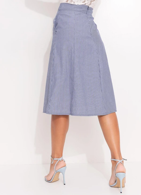 Quintess - Saia Listrado Azul em Tricoline 2