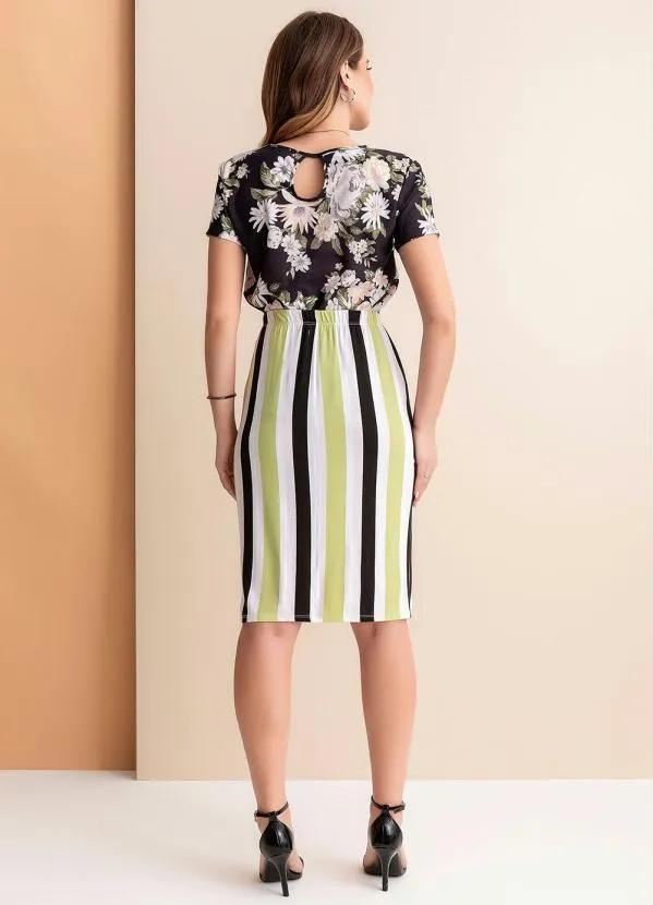 Rosalie - Saia Listras Coloridas em Malha de Viscose 4