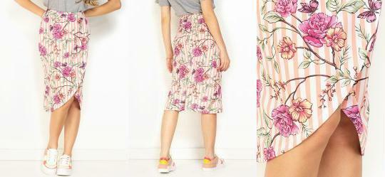 Saia Listras Floral com Sobreposio