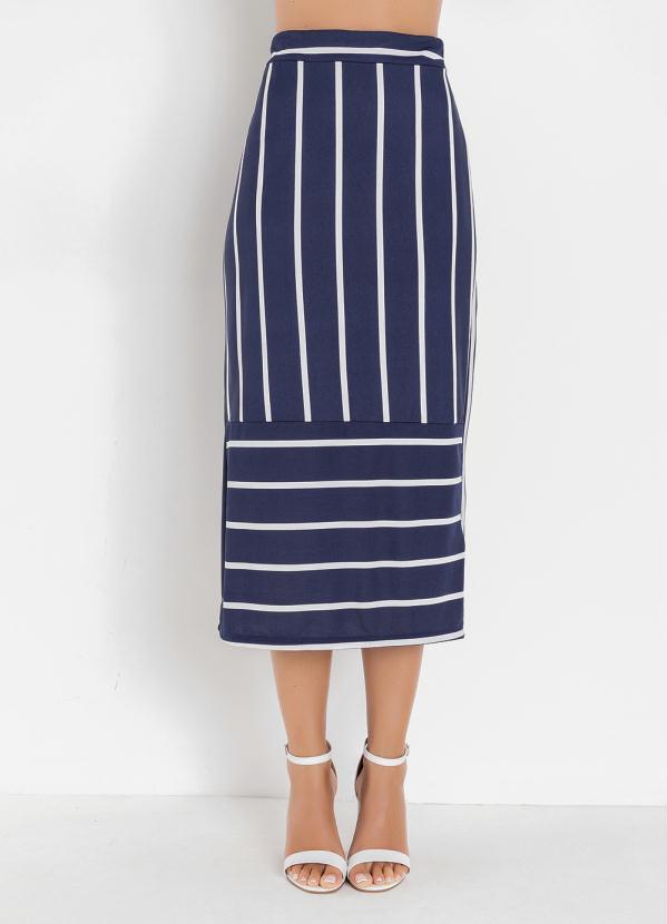 Outlet - Saia Listras Marinho com Recorte 3