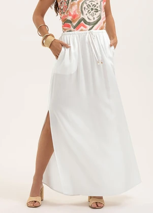 Cativa - Saia Longa em Viscose Sarjada Branco - CATIVA