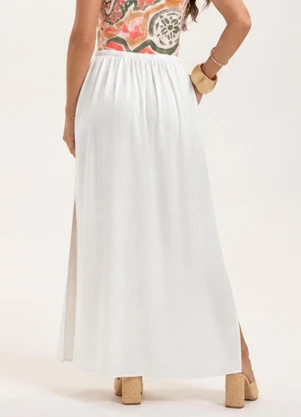Cativa - Saia Longa em Viscose Sarjada Branco - CATIVA