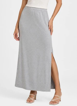 Select - Saia Longa Feminina em Malha Visco Cinza - SELECT