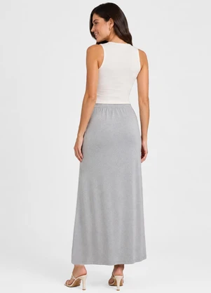 Select - Saia Longa Feminina em Malha Visco Cinza - SELECT