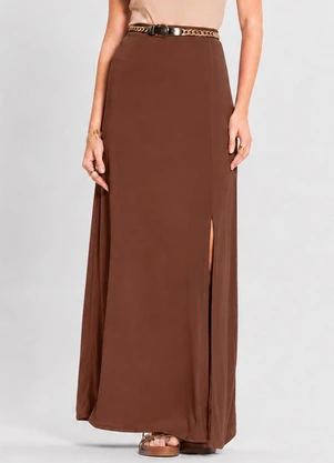 Select - Saia Longa Feminina em Malha Visco Marrom - SELECT