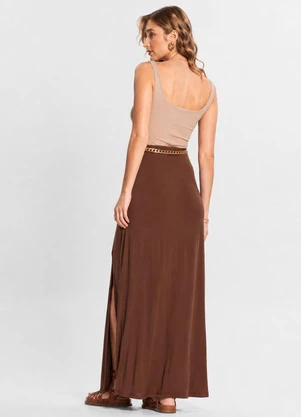 Select - Saia Longa Feminina em Malha Visco Marrom - SELECT