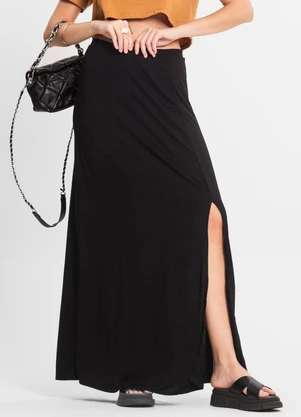 Select - Saia Longa Feminina em Malha Visco Preto - SELECT