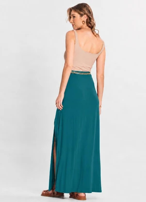 Select - Saia Longa Feminina em Malha Visco Verde - SELECT