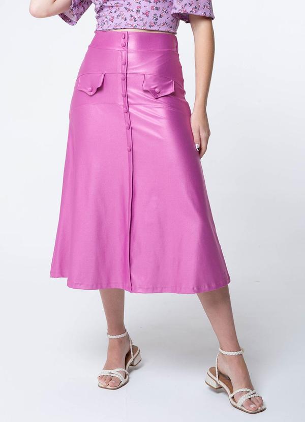 Misiss - Saia Longuete Cintura Alta Heloisa Rosa