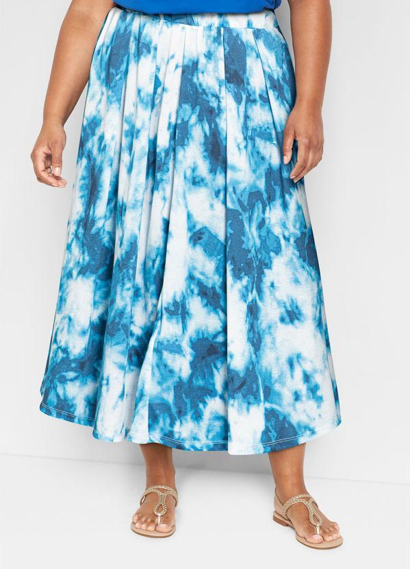 Outlet - Saia Longuete Cintura Alta Tie Dye Azul 5