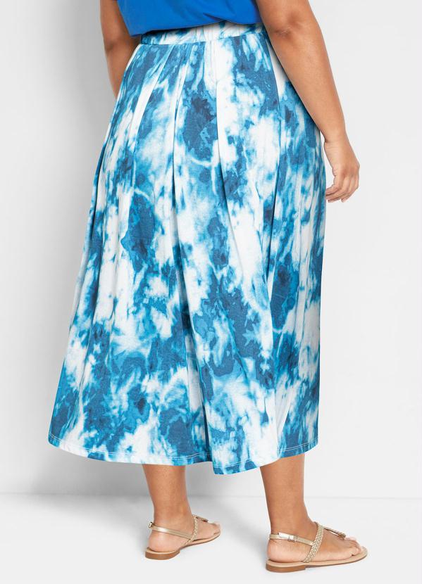 Outlet - Saia Longuete Cintura Alta Tie Dye Azul 4