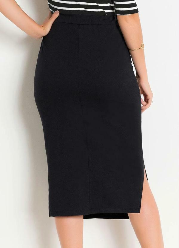 Rosalie - Saia Longuete com Fenda Preta Moda Evangélica 2