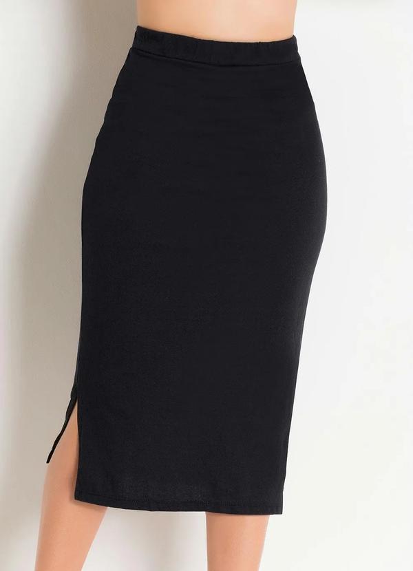 Rosalie - Saia Longuete com Fenda Preta Moda Evangélica 6