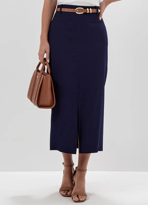 Principessa - Saia Longuete de Alfaiataria Azul Marinho Indy - PRINCIPESSA