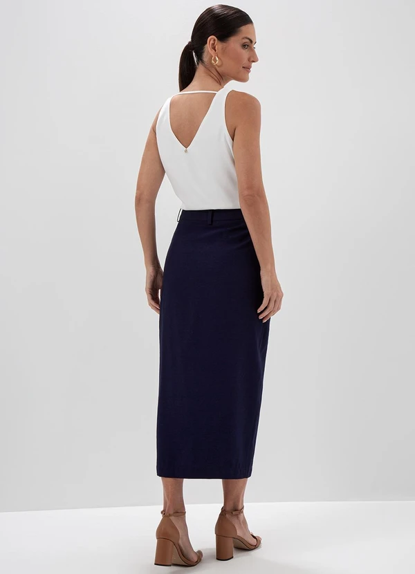 Principessa - Saia Longuete de Alfaiataria Azul Marinho Indy 4