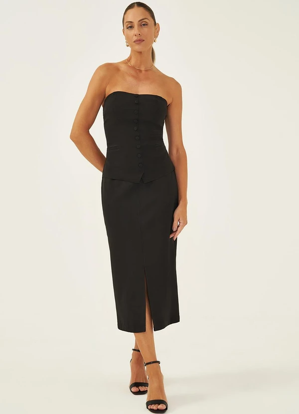 Principessa - Saia Longuete de Alfaiataria Preta Rubia 3