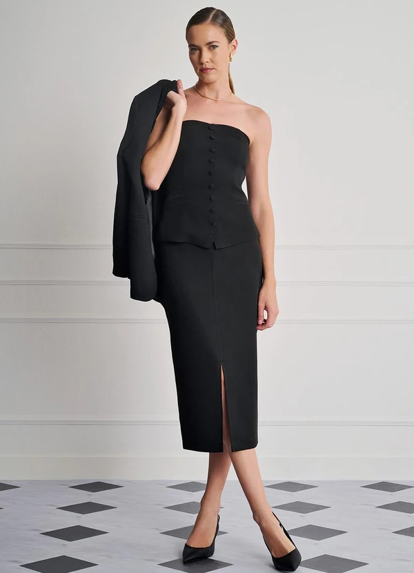 Principessa - Saia Longuete de Alfaiataria Preta Rubia 4