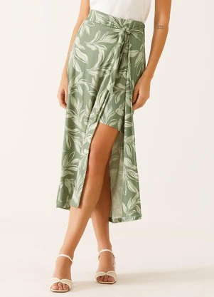 Principessa - Saia Longuete em Malha Estampada Verde Oliva Raquely - PRINCIPESSA