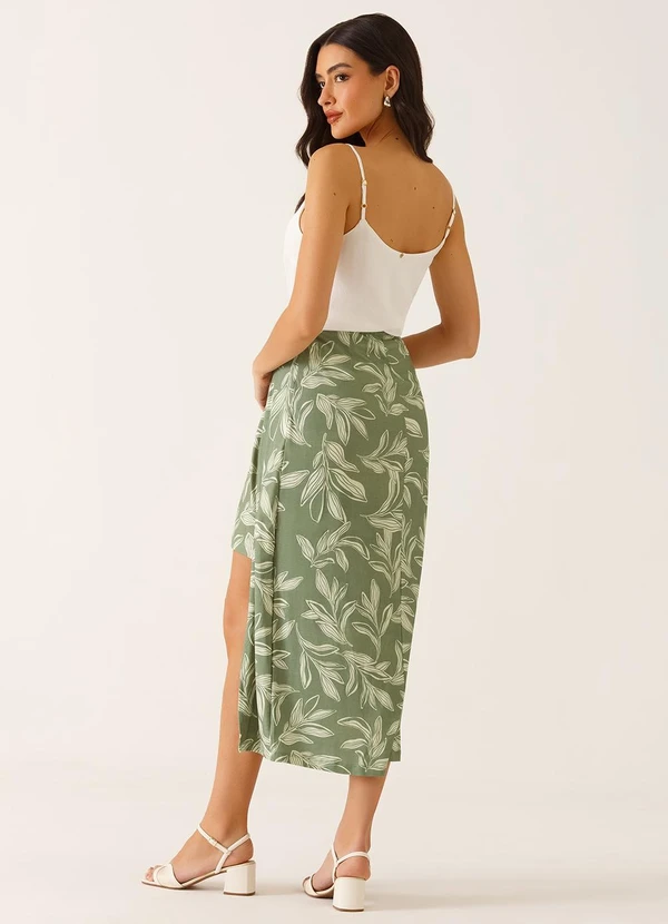 Principessa - Saia Longuete em Malha Estampada Verde Oliva Raquely 2