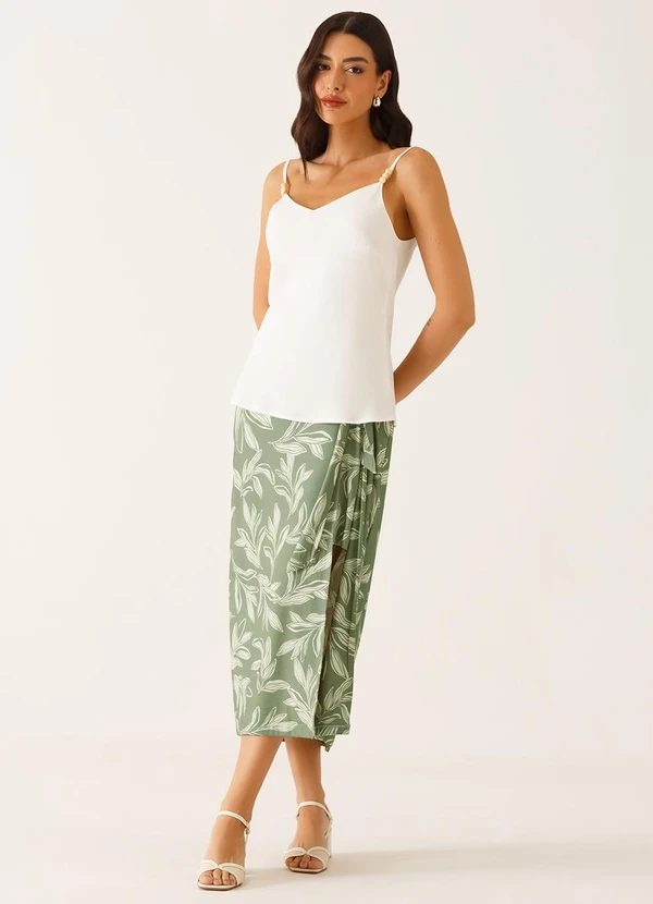 Principessa - Saia Longuete em Malha Estampada Verde Oliva Raquely 5