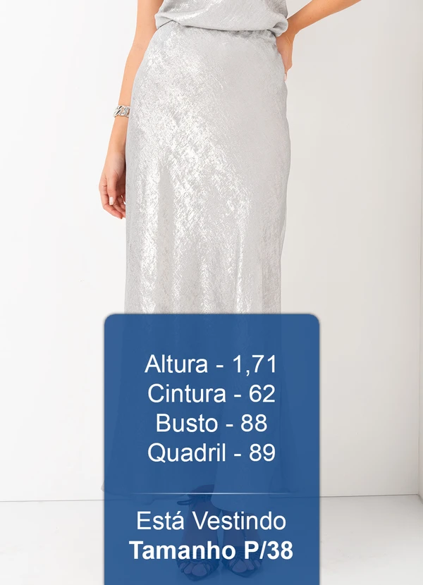 Mob - Saia Longuete Evasê Cós Elástico Prata 5