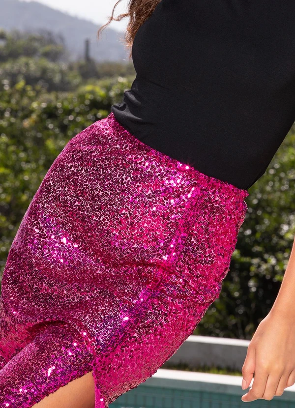 Quintess - Saia Magenta em Paetê 4