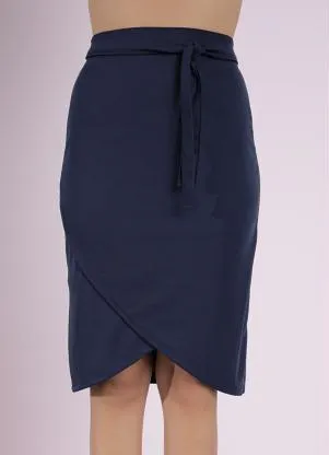 Queima Estoque - Saia Marinho com Faixa Fixa - QUEIMA ESTOQUE