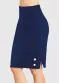 Moda Pop - Saia Marinho com Fenda Lateral e Botões - variação: Marinho
