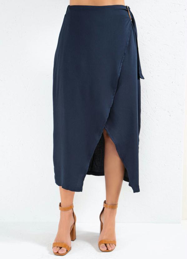 Queima Estoque - Saia Marinho Transpassada com Fivela 5