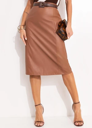 Quintess - Saia Marrom Amendoado em Material Sintético - QUINTESS