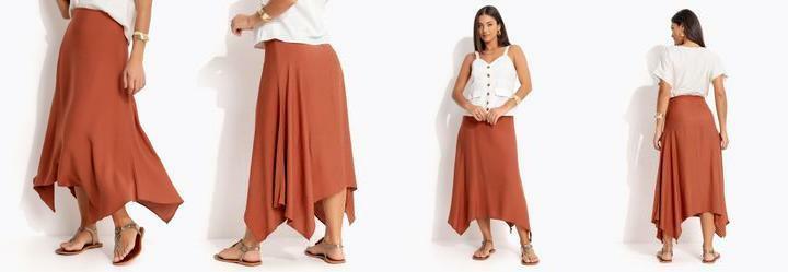 Saia Marrom Claro em Poliamida