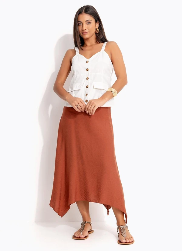 Quintess - Saia Marrom Claro em Viscose com Poliamida 3