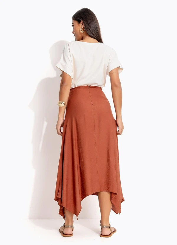 Quintess - Saia Marrom Claro em Viscose com Poliamida 4