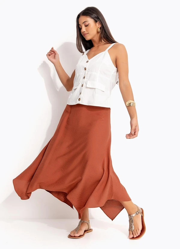 Quintess - Saia Marrom Claro em Viscose com Poliamida 5