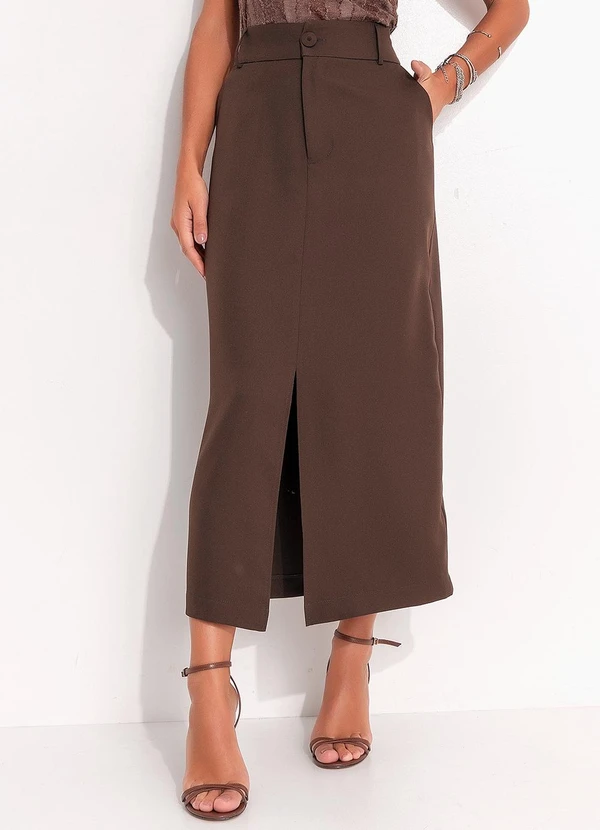 Quintess - Saia Marrom em Alfaiataria