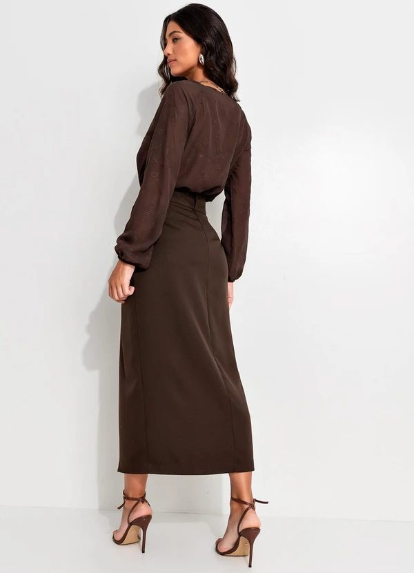 Quintess - Saia Marrom em Alfaiataria 4