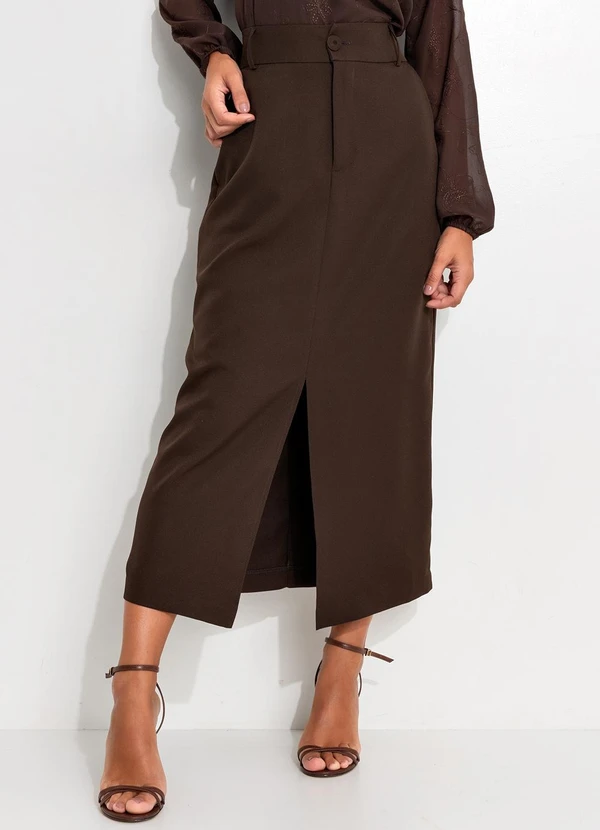 Quintess - Saia Marrom em Alfaiataria 7