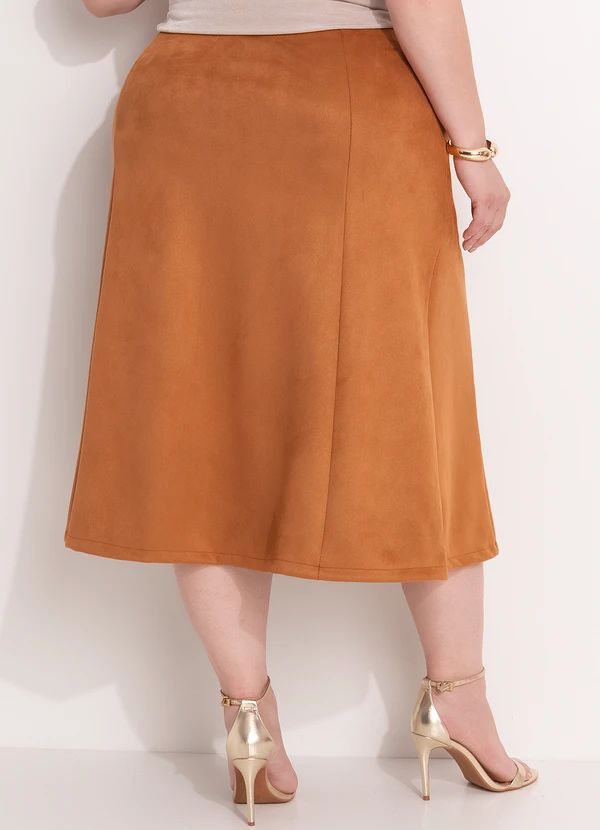 Quintess - Saia Marrom em Malha Suede 9