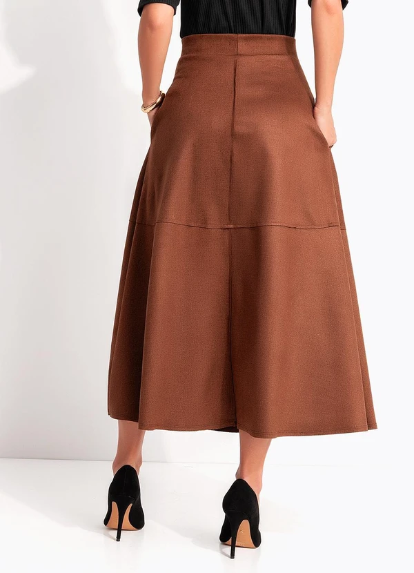 Quintess - Saia Marrom em Malha Suede 6