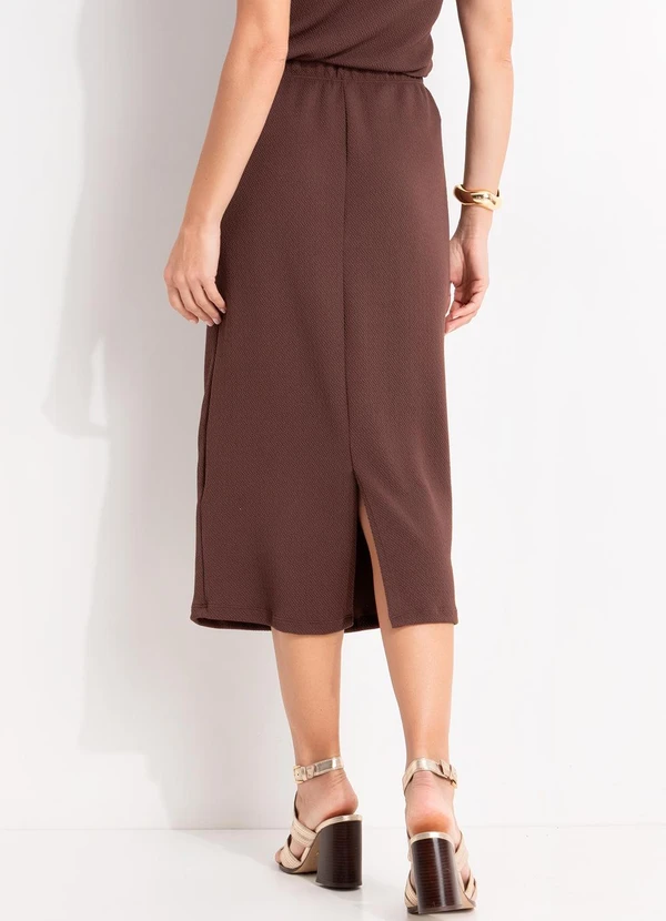 Quintess - Saia Marrom em Malha Texturizada 2