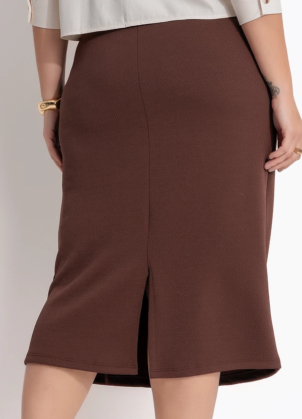 Quintess - Saia Marrom em Malha Texturizada 9