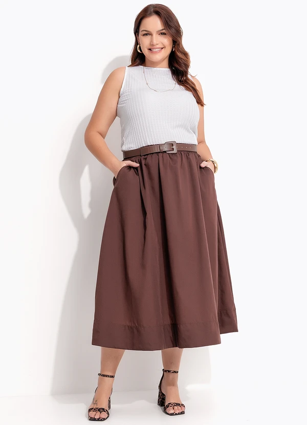 Quintess - Saia Marrom em Tricoline 11