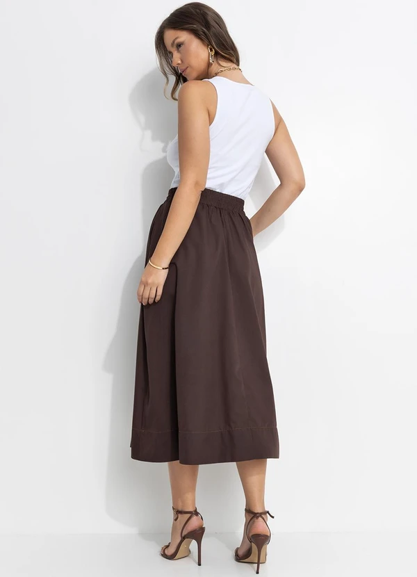 Quintess - Saia Marrom em Tricoline 5