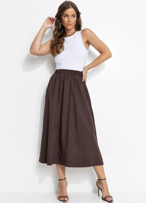 Quintess - Saia Marrom em Tricoline 6
