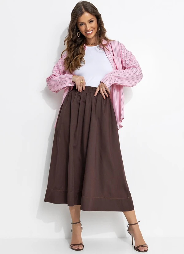Quintess - Saia Marrom em Tricoline 7