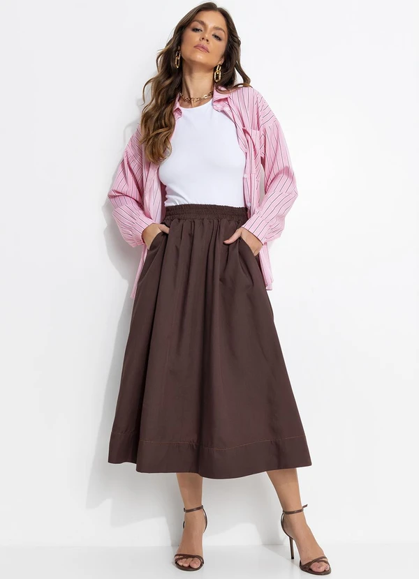 Quintess - Saia Marrom em Tricoline 8