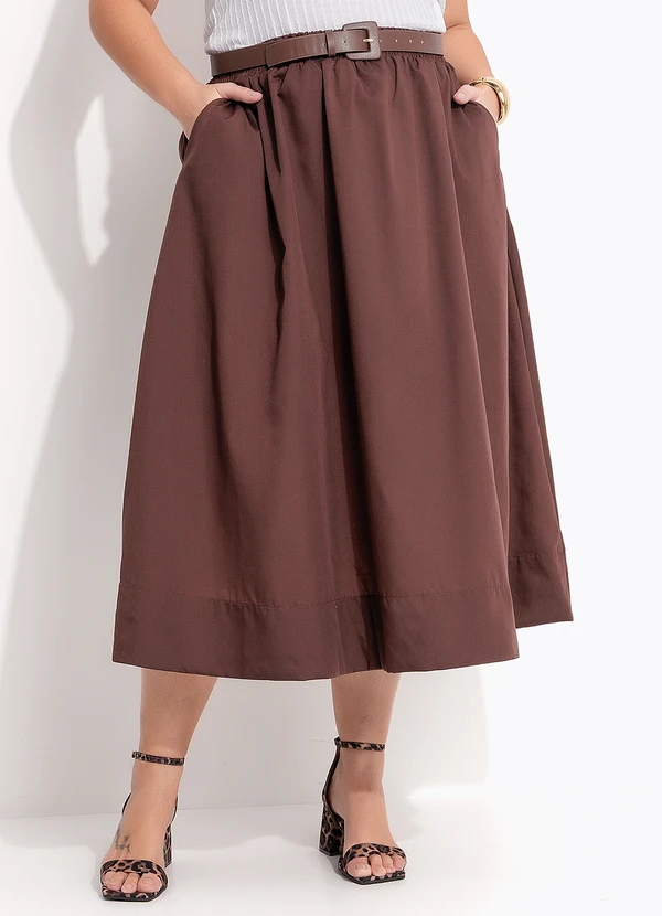 Quintess - Saia Marrom em Tricoline 9