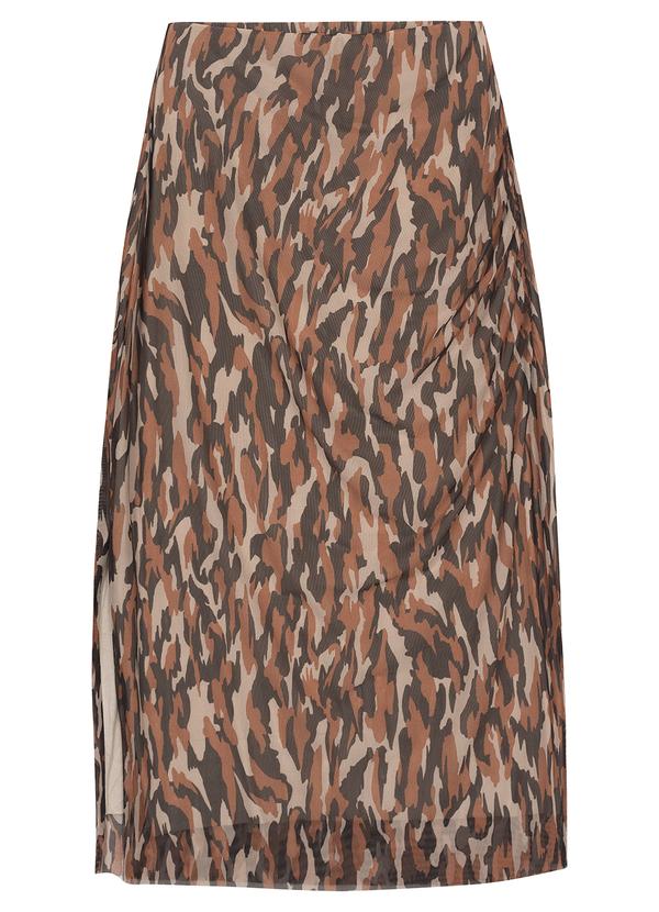 Malwee - Saia Marrom Mídi Reta Texturizada 3